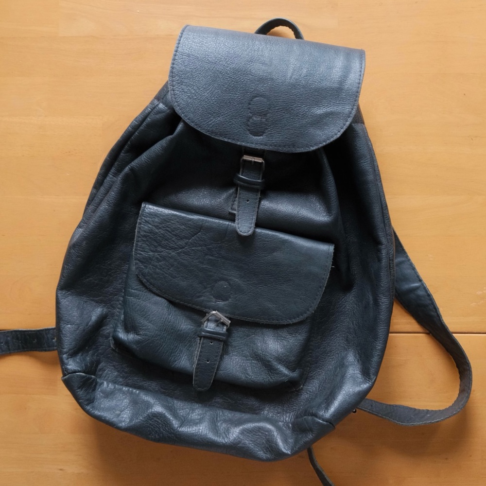 Episode Vintage Danish Black Leather Backpack